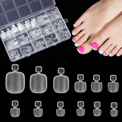 TOMICCA 240 Stück Zehennägel zum Aufkleben, 12 Größen Fußnägel Tips Kit, Full Cover Acryl Künstlich Transparente Falsche Zehennägel, für Damen Frauen Nagelkunst DIY von TOMICCA