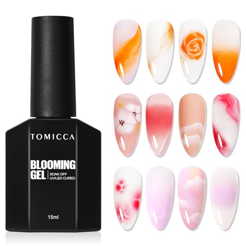TOMICCA Clear Blooming Gel Nagellack, 15ML UV-LED-Nagellack zum Verteilen, Marble, Watercolor Blooming Gel Polish Nail Art DIY Design von TOMICCA