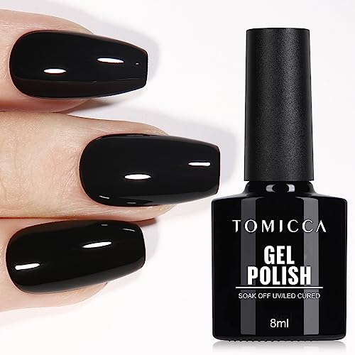 TOMICCA Gel Nagellack, 8ml UV Nagellack Schwarz Soak Off Gel Lack Maniküre DIY Home Geschenke für Frauen von TOMICCA