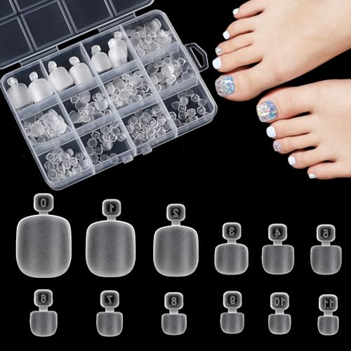 TOMICCA 120 Stück Fußnägel Tips, 12 Größen Künstlich Zehennägel zum Aufkleben, Full Cover Acryl Künstlich Transparente Falsche Zehennägel, für Damen Frauen Nagelkunst DIY von TOMICCA