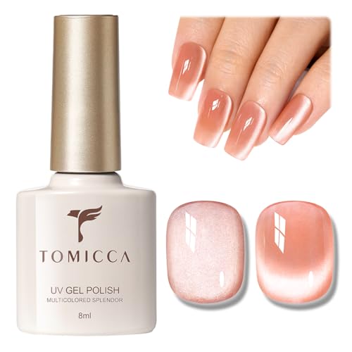 TOMICCA UV Nagellack Cat Eye Dunkler Nude,9D Cateye UV/LED Soak-Off Gel Nail Polish Cat Magnetic Nail Art Salon DIY Home, 8ML von TOMICCA
