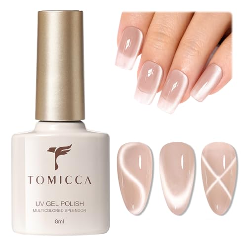 TOMICCA UV Nagellack Cat Eye Nude,9D Cateye UV/LED Soak-Off Gel Nail Polish Cat Magnetic Nail Art Salon DIY Home, 8ML von TOMICCA