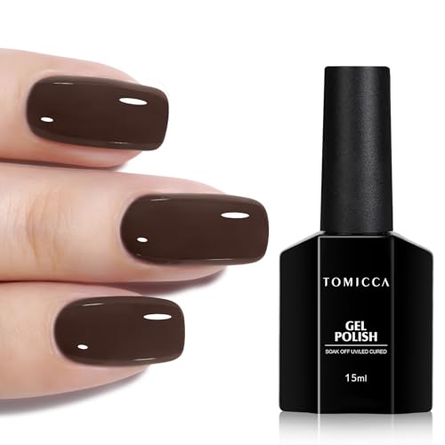 TOMICCA UV Nagellack Dunkelbraun,15ml UV Gel Nagellack Polish, Pink Nagellack UV Gel für Anfänger DIY Home, Gel for Nail Art Maniküre Salon von TOMICCA