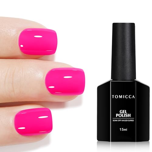 TOMICCA UV Nagellack Neon Pink, 15ml UV Gel Nagellack Polish, Pink Nagellack UV Gel für Anfänger DIY Home, Gel for Nail Art Maniküre Salon von TOMICCA