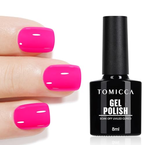 TOMICCA UV Nagellack Neon Pink, 8ml UV Gel Nagellack Polish, Pink Nagellack UV Gel für Anfänger DIY Home, Gel for Nail Art Maniküre Salon von TOMICCA