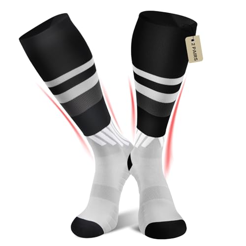 2 Paar Kompressionsstrümpfe Damen und Herren, Kompressionssocken Trombosestruempfe Damen Flug Compression Socks für Sport, Laufen, Reisen (DE/NL/SE/PL, Numerisch, 38, 42, Regular, Regular, Grau) von TOMILIOLD