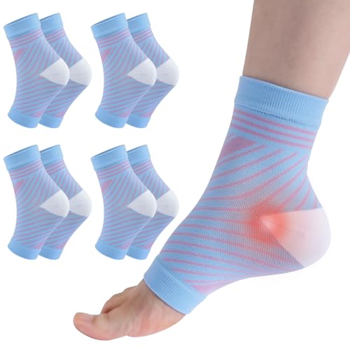 TOMILIOLD 4 Paar Kompressionsstrümpfe Damen Herren Orthopädische Kompressionssocken Stützstrümpfe Plantarfasciitis Sprunggelenkschutz Socken (34, 37, Blau) von TOMILIOLD