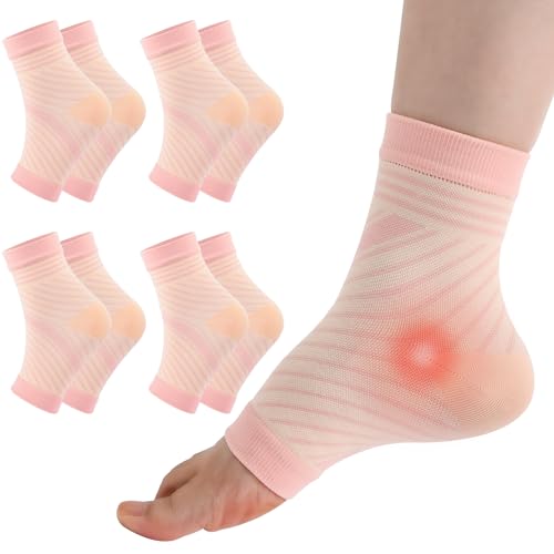 TOMILIOLD 4 Paar Kompressionsstrümpfe Damen Herren Orthopädische Kompressionssocken Stützstrümpfe Plantarfasciitis Sprunggelenkschutz Socken (34, 37, Rosa) von TOMILIOLD