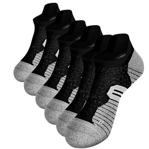 TOMILIOLD Kompressionssocken Damen Herren Sneaker Socken 43-46 39-42 35-38 Sportsocken Running Socks Laufsocken Atmungsaktive Rutschfeste 3 Paare(43, 46, Schwarz) von TOMILIOLD
