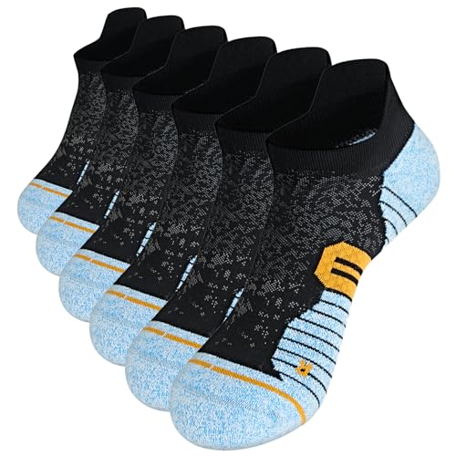 Kompressionssocken Damen Herren Sneaker Socken 43-46 39-42 35-38 Sportsocken Running Socks Laufsocken Atmungsaktive Rutschfeste 3 Paare (DE/NL/SE/PL, Numerisch, 43, 46, Regular, Regular, Schwarz-Blau) von TOMILIOLD