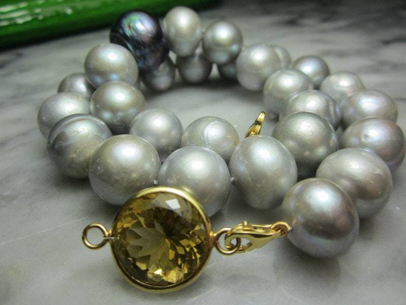Barockperlen Armband Collier Citrin Tahiti Perle von TOMKJustbe