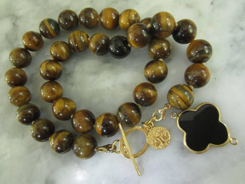 Kette Achat Tigerauge Onyx Lebensbaum Collier von TOMKJustbe