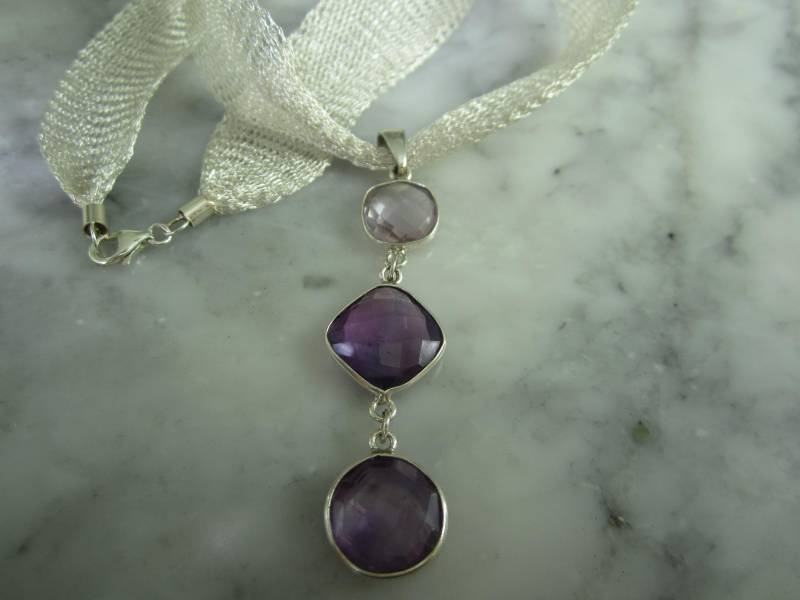 Titan Mesh Kette Collier Amethyst Gold Ring Tom K von TOMKJustbe