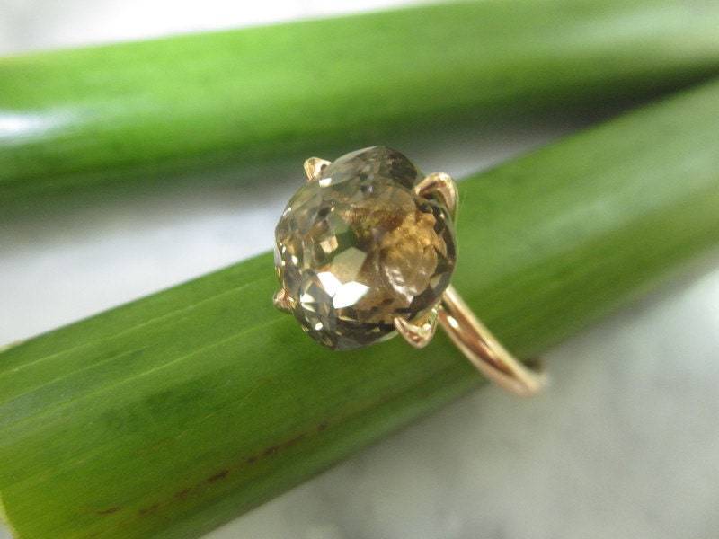 Tom K Ring Anhänger Topas Amethyst Italien Rauch Quarz Gold Nudo Lemon Peridot Stil Facetten Limitierte Edition von TOMKJustbe