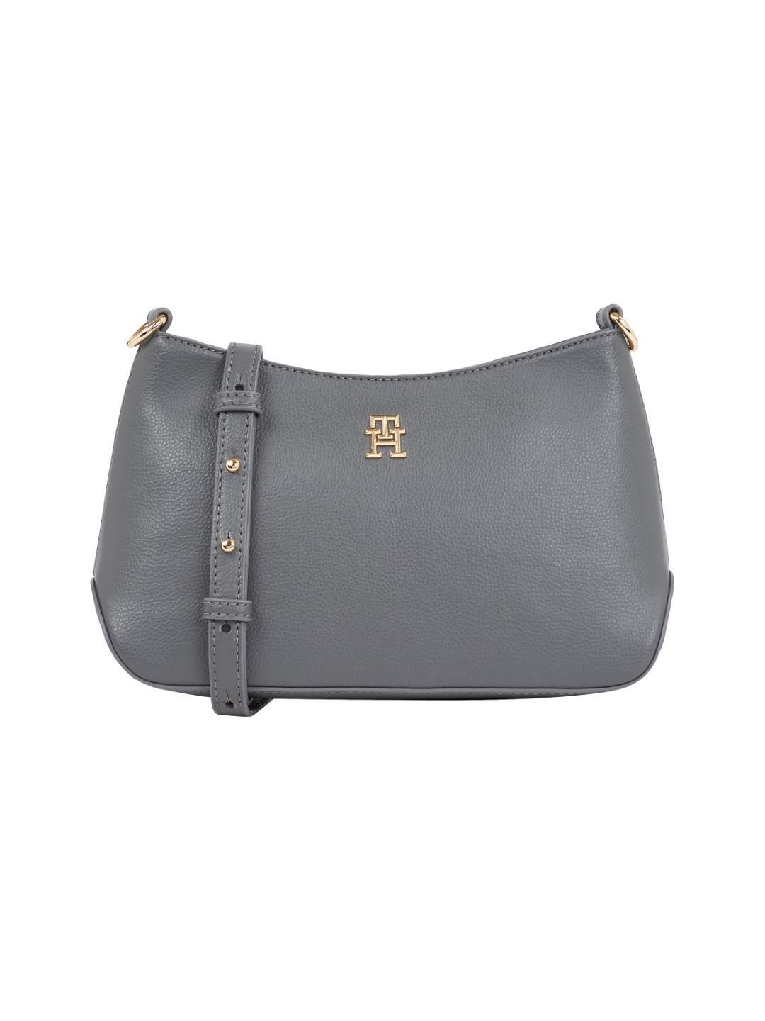 TOMMY HILFIGER - Crossbag Staple Crossover Grey Line Grau von TOMMY HILFIGER