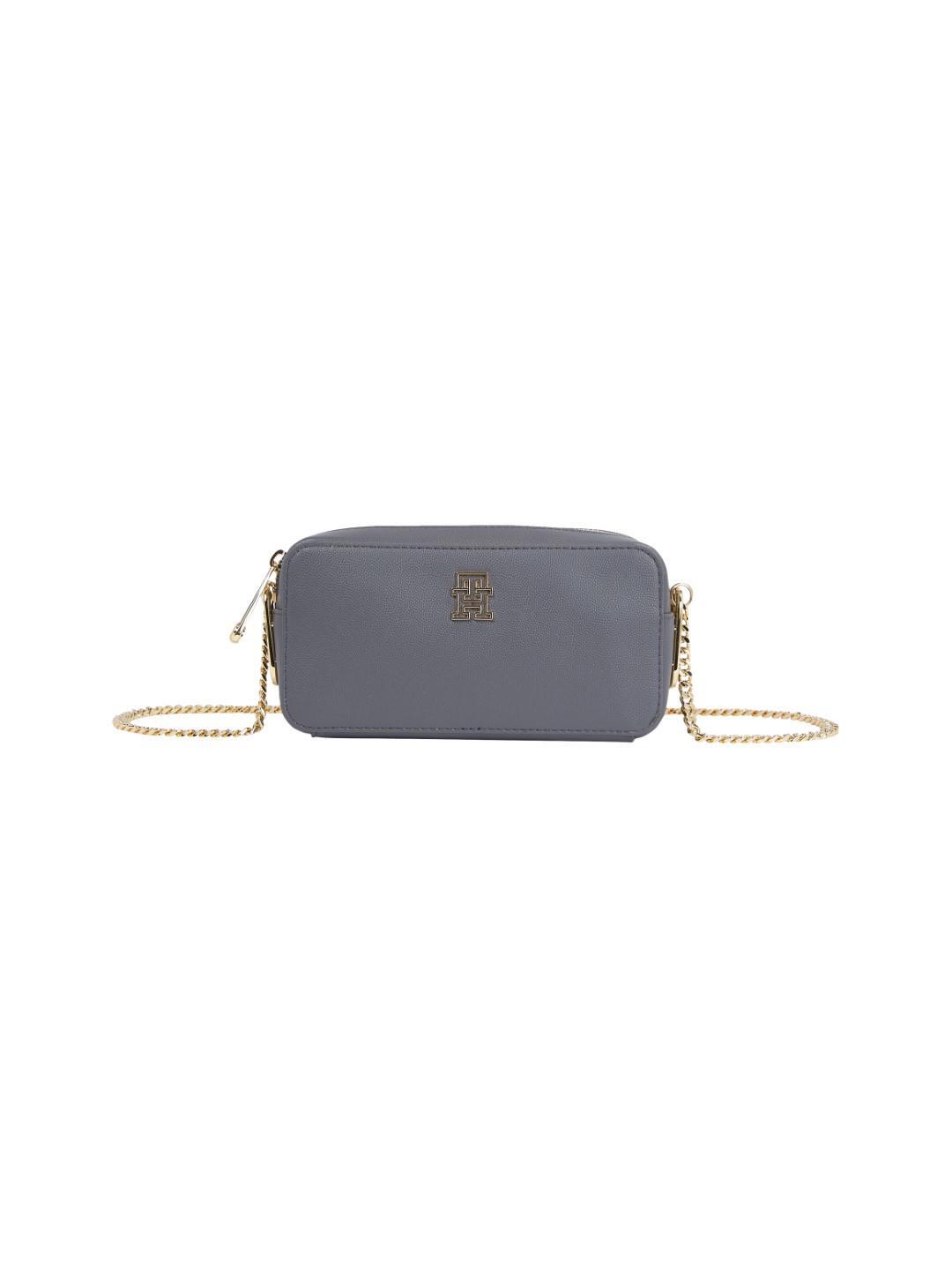 TOMMY HILFIGER - Crossbag Th Timeless Chain Camera Bag Grey Line Grau von TOMMY HILFIGER