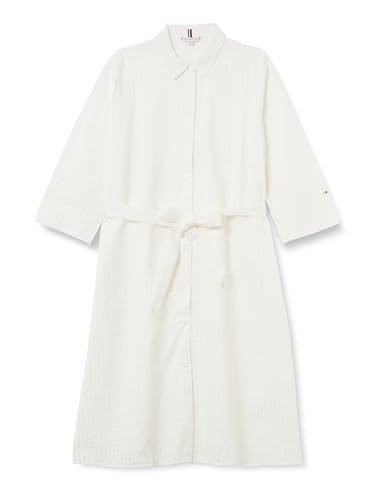 Tommy Hilfiger Damen Broderie Anglaise 3/4 SLV Dress Ww0Ww44467 Ausgestelltes Kleid, White (Th Optic White), 32 von Tommy Hilfiger