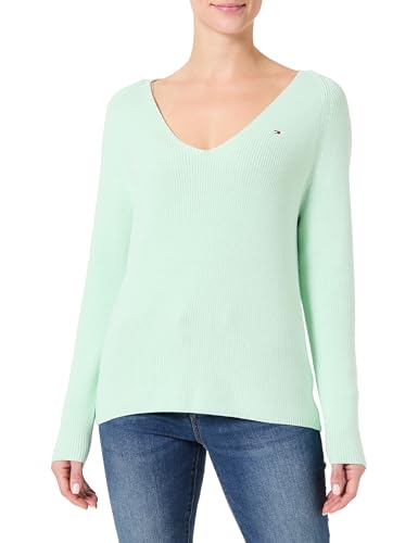 Tommy Hilfiger Damen CO Cardi Stitch V-NK LS WW0WW44452, Green (Opal Green), XL von Tommy Hilfiger
