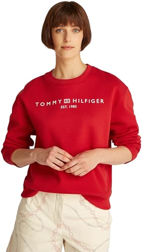 Tommy Hilfiger Damen Mdrn Reg Corp Logo C-nk Swtshrt Ww0ww39791 Sweatshirts, Red (Primary Red), M von Tommy Hilfiger