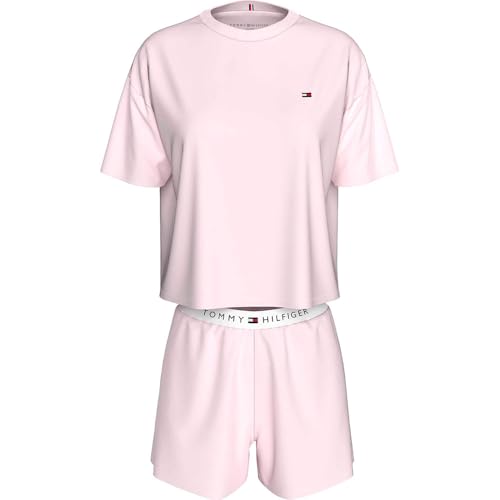 TOMMY HILFIGER Damen SS Jersey Short UW0UW05912 Set, Pink (Light Pink), M von TOMMY HILFIGER