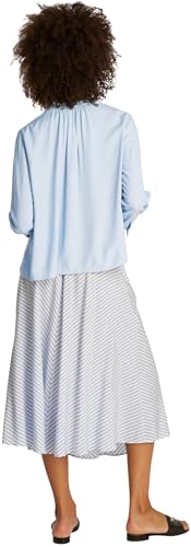 Tommy Hilfiger Damen Soft Viscose V-Neck Blouse Weiche Viskose V-Ausschnitt LS Bluse WW0WW44049, Blue (Breezy Blue), 46 von Tommy Hilfiger