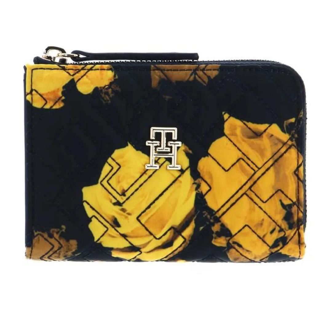 TOMMY HILFIGER - Damenbörsen Th Flow Med Za Floral Floral schwarz/gelb von TOMMY HILFIGER