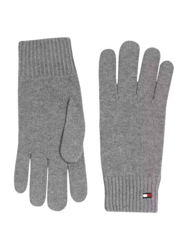 TOMMY HILFIGER - Handschuhe Unisex Essential Flag Gloves Mid Grey Melange Grau von TOMMY HILFIGER