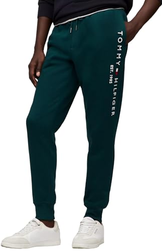 TOMMY HILFIGER Herren-Jogginghose mit Logo, mit Taschen, Größe M, P Navy, Cypress Green, XXL von Tommy Hilfiger