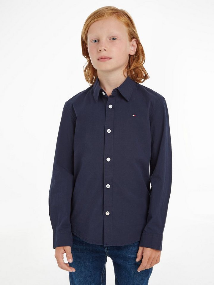 Tommy Hilfiger Langarmhemd SOLID STRETCH POPLIN SHIRT L/S Kinder Kids Junior MiniMe,für Jungen von Tommy Hilfiger