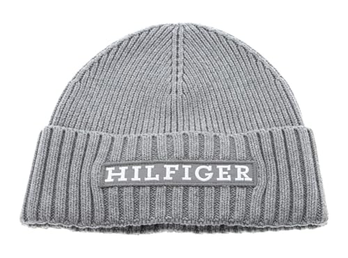 TOMMY HILFIGER TH Monotype Beanie Grey Melange von TOMMY HILFIGER