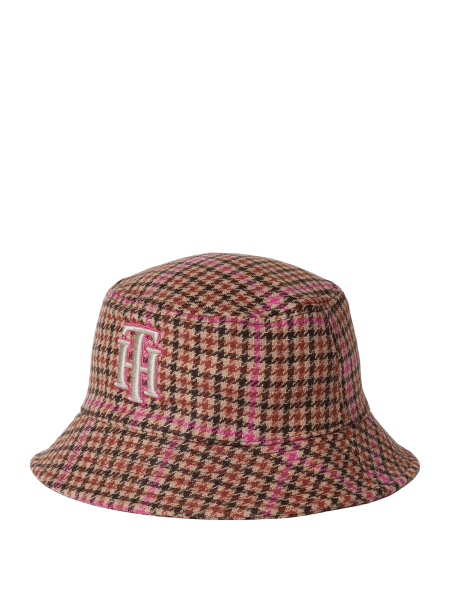TOMMY HILFIGER - Tommy Hilfiger Feminine Prep Bucket Hat, Fischerhut, Pepita Beige von TOMMY HILFIGER
