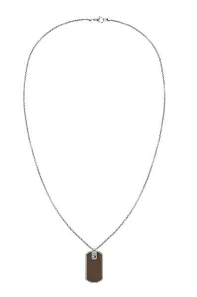 TOMMY HILFIGER - Tommy Hilfiger Herren Lederplakette-Halskette, Edelstahl-Silber von TOMMY HILFIGER