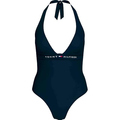 Tommy Hilfiger Damen Badeanzug Halter One Piece Neckholder, Blau (Dark Night Navy), M von Tommy Hilfiger