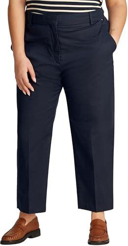Tommy Hilfiger Damen Chino Hose Slim Straight Fit, Blau (Dark Night Navy), 54 von Tommy Hilfiger