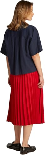 Tommy Hilfiger Damen Hemd Linen Relaxed Kurzarm, Blau (Dark Night Navy), 44 von Tommy Hilfiger