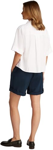 Tommy Hilfiger Damen Hemd Linen Relaxed Kurzarm, Weiß (Th Optic White), 42 von Tommy Hilfiger