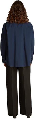 Tommy Hilfiger Damen Hemd Poplin Regular Fit, Blau (Dark Night Navy), 44 von Tommy Hilfiger
