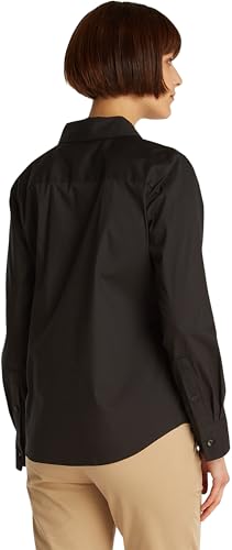 Tommy Hilfiger Damen Hemd Poplin Regular Fit, Schwarz (Black), 40 von Tommy Hilfiger