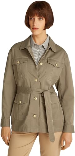 Tommy Hilfiger Damen Hemdjacke Gold Button Utility mit Brusttaschen, Braun (Tundra Brown), 3XL von Tommy Hilfiger