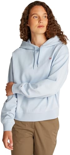 Tommy Hilfiger Damen Hoodie Contrast Flag Regular Fit, Blau (Breezy Blue), XL von Tommy Hilfiger
