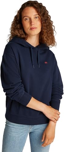 Tommy Hilfiger Damen Hoodie Contrast Flag Regular Fit, Blau (Dark Night Navy), XL von Tommy Hilfiger