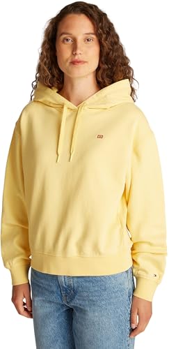 Tommy Hilfiger Damen Hoodie Contrast Flag Regular Fit, Gelb (Citronella), XL von TOMMY HILFIGER