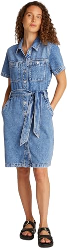Tommy Hilfiger Damen Jeanskleid Knee Belted Ali Kurzarm, Blau (Ali), 42 von Tommy Hilfiger