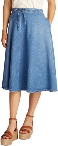 Tommy Hilfiger Damen Jeansrock Midi Flare Uma mit Gürtel, Blau (Uma), 42 von Tommy Hilfiger