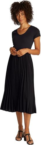 Tommy Hilfiger Damen Kleid Contrast Soft Pleat Fit & Flare, Schwarz (Black), M von Tommy Hilfiger