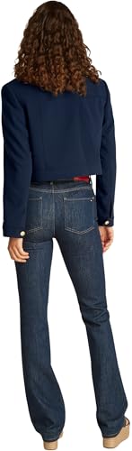 Tommy Hilfiger Damen Kurz-Blazer Gold Button mit Knopfleiste, Blau (Dark Night Navy), 40 von TOMMY HILFIGER