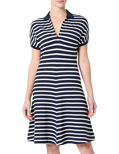 Tommy Hilfiger Damen Polokleid Lyocell Fit & Flare, Mehrfarbig (Dark Night Navy/Calico STP), M von Tommy Hilfiger