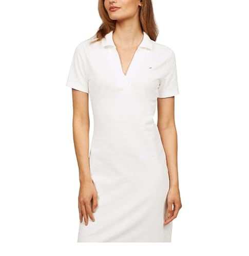 Tommy Hilfiger Damen Polokleid Slim Fit V-Neck Kurz, Blau (Dark Night Navy), M von Tommy Hilfiger