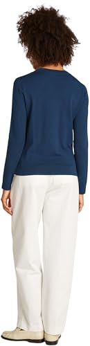 Tommy Hilfiger Damen Pullover Jersey Fine mit Rundhalsausschnitt, Blau (Dark Night Navy), L von Tommy Hilfiger