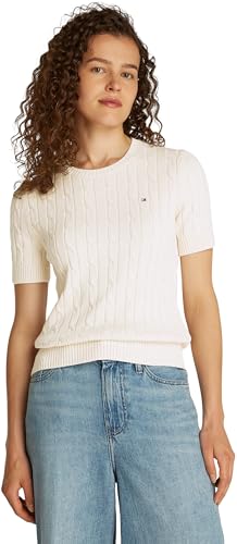 Tommy Hilfiger Damen Pullover Strickpullover, Beige (Heather Ivory Petal), XXL von Tommy Hilfiger